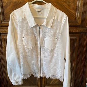 Christopher & Banks Lace Jean Jacket